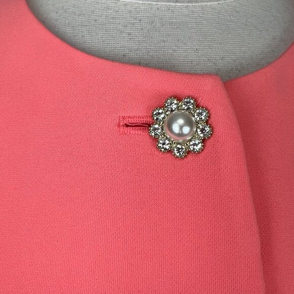 Karl Lagerfeld Womens Long Sleeve Topper Coat Peach Coral Jewel Button size 10 - Picture 5 of 16